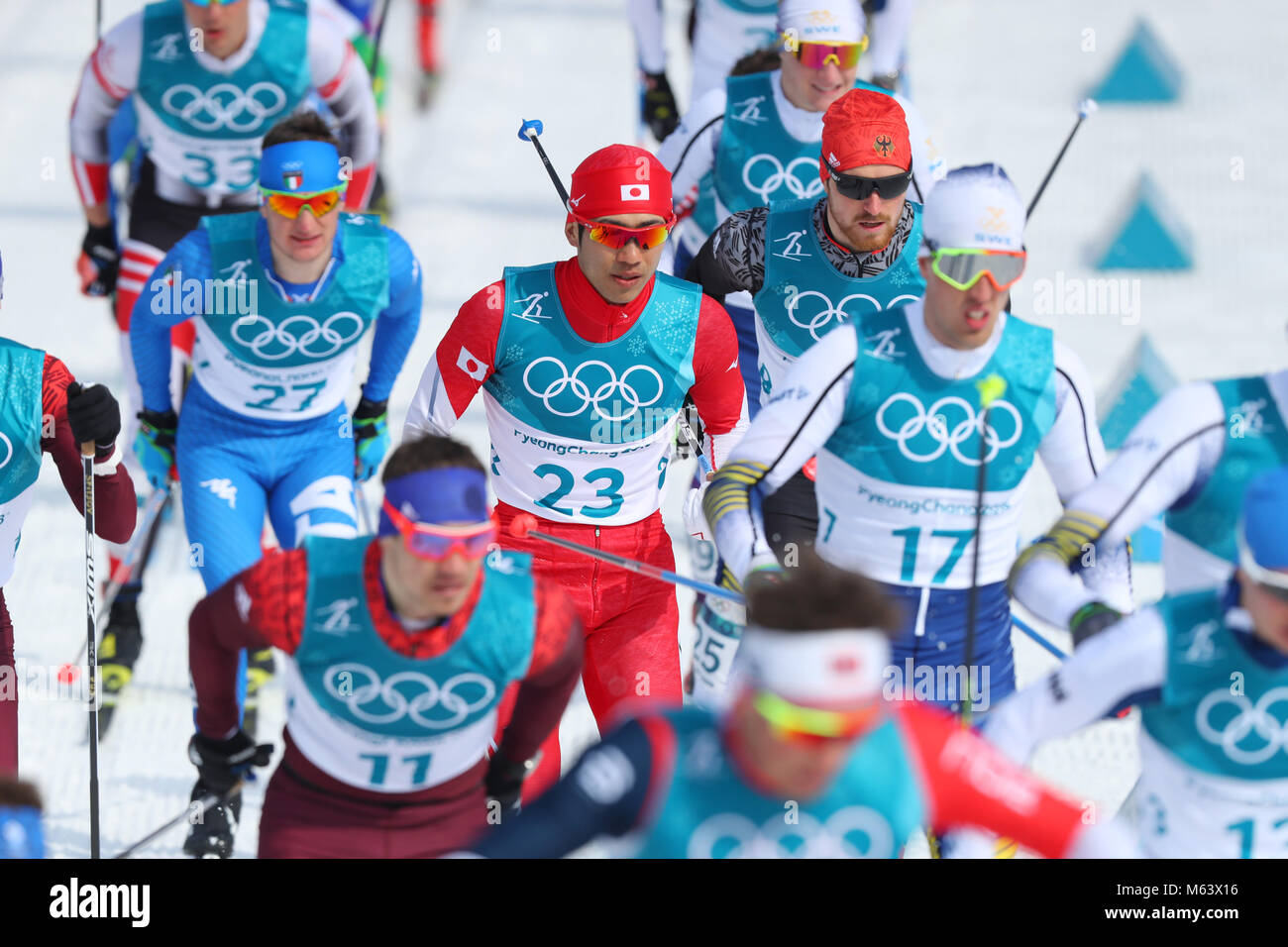 Pyeongchang, Südkorea. 24 Feb, 2018. Keishin Yoshida (JPN) Langlauf: Männer 50 km Massenstart klassisch an alpensia Langlauf Center während der PyeongChang 2018 Olympic Winter Games in Pyeongchang, Südkorea. Credit: yohei Osada/LBA SPORT/Alamy leben Nachrichten Stockfoto