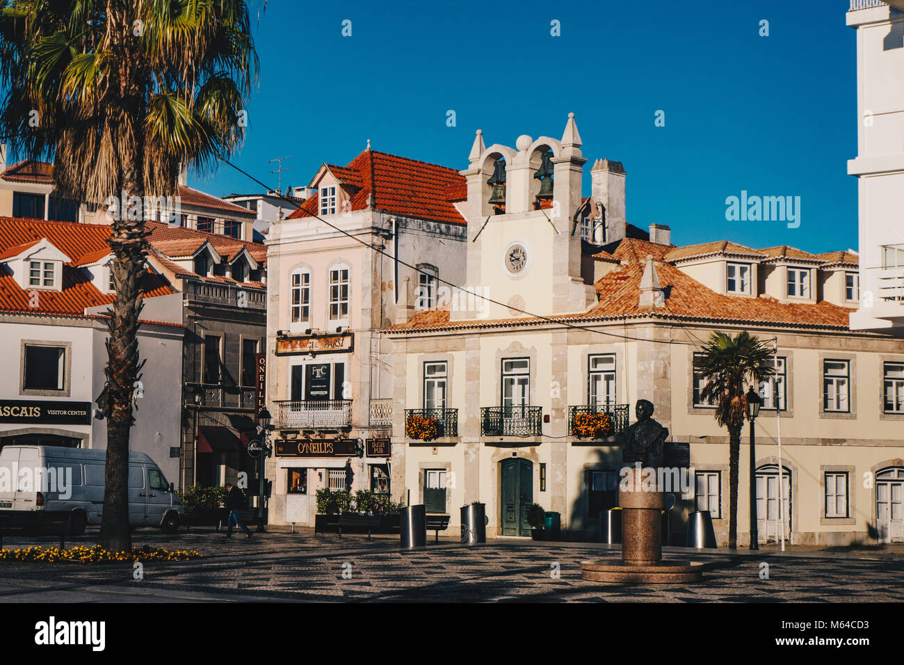 Das Zentrum von Cascais in Portugal, am Morgen Stockfoto