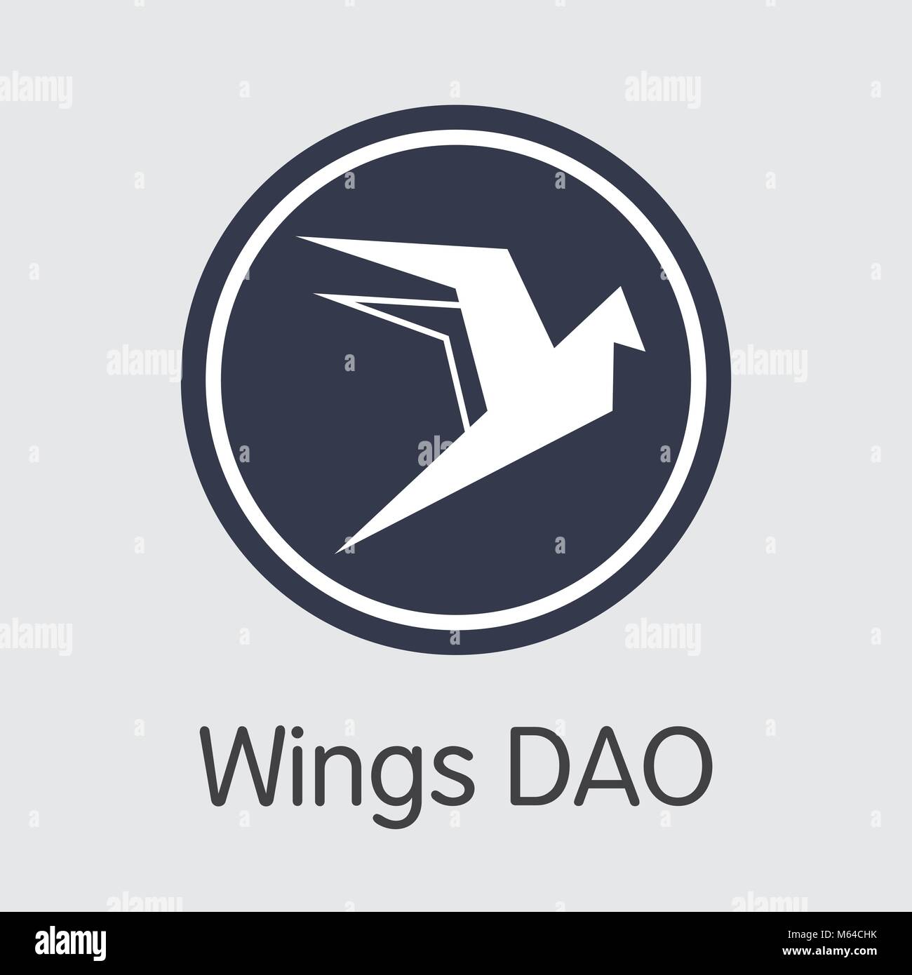 Flügel Dao-kryptographische Währungssymbol. Stock Vektor