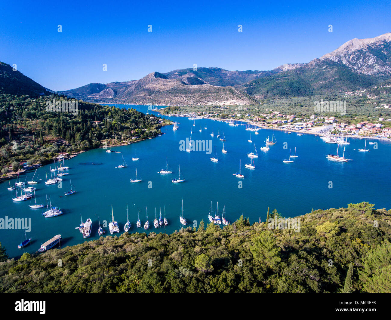 Nidri Hafen der Insel Lefkada, Griechenland Stockfoto