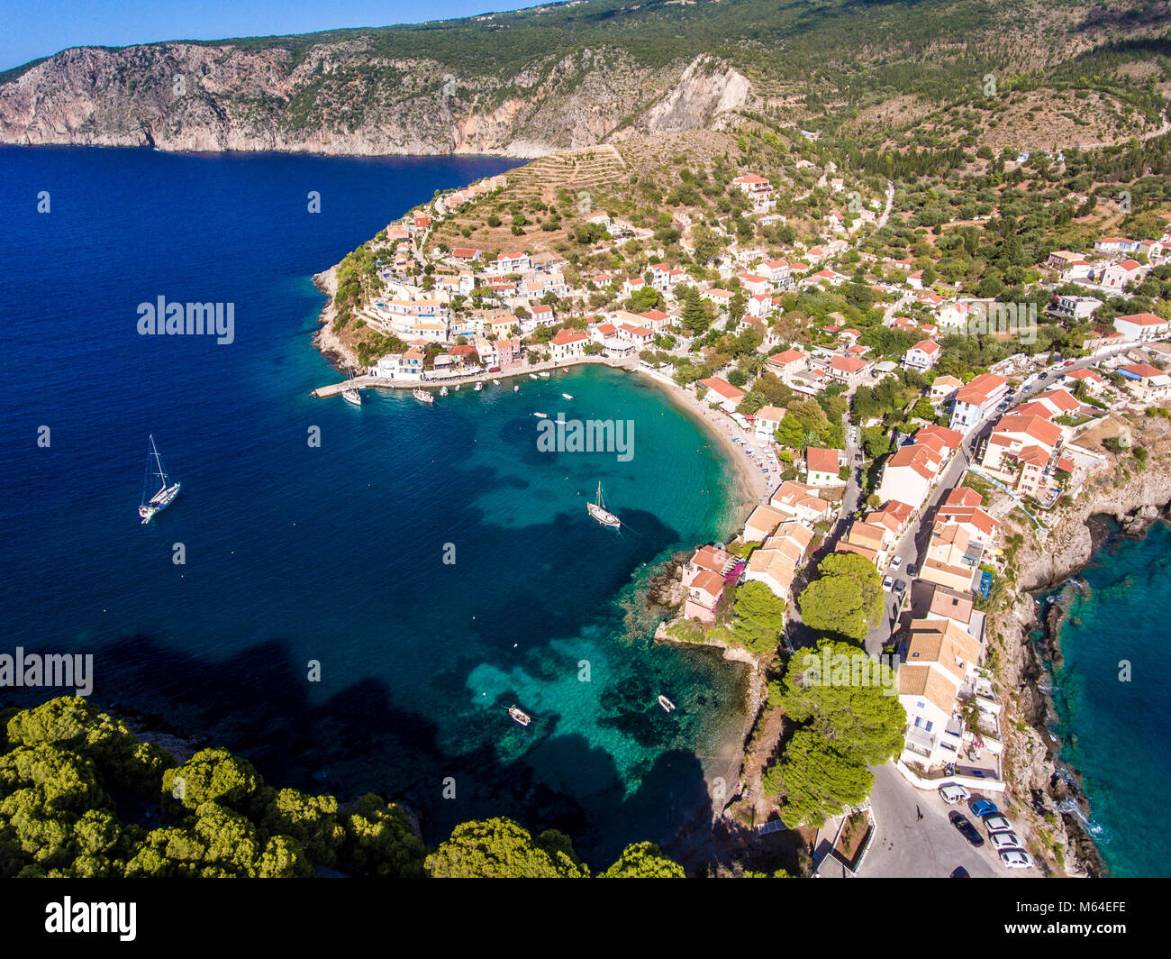 Assos Dorf in Kefalonia, Griechenland Stockfoto