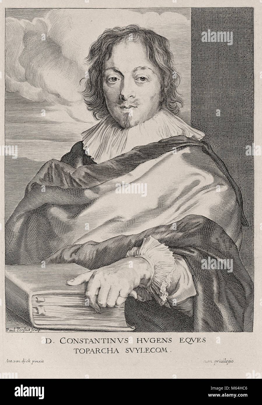 Paulus Pontius nach Anthony van Dyck, Portrait von Constantijn Huygens Stockfoto