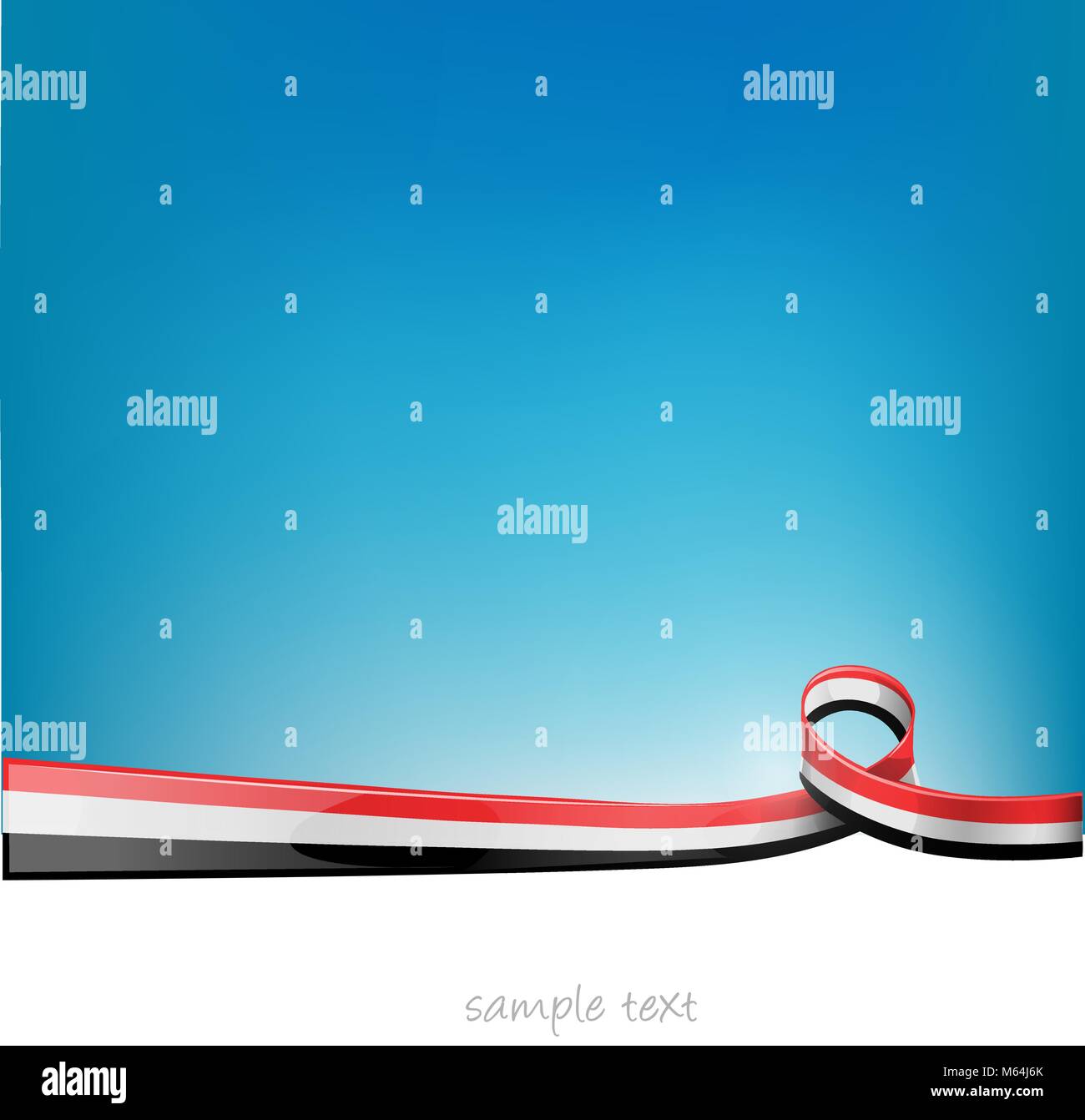 Jemen Sahara ribbon Flagge auf blauen Himmel Hintergrund Stock Vektor