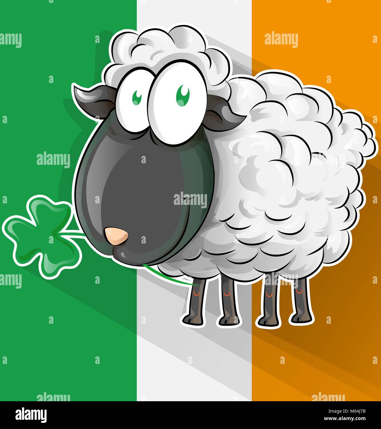 Irische shepp Cartoon auf Irland Flagge Stock Vektor
