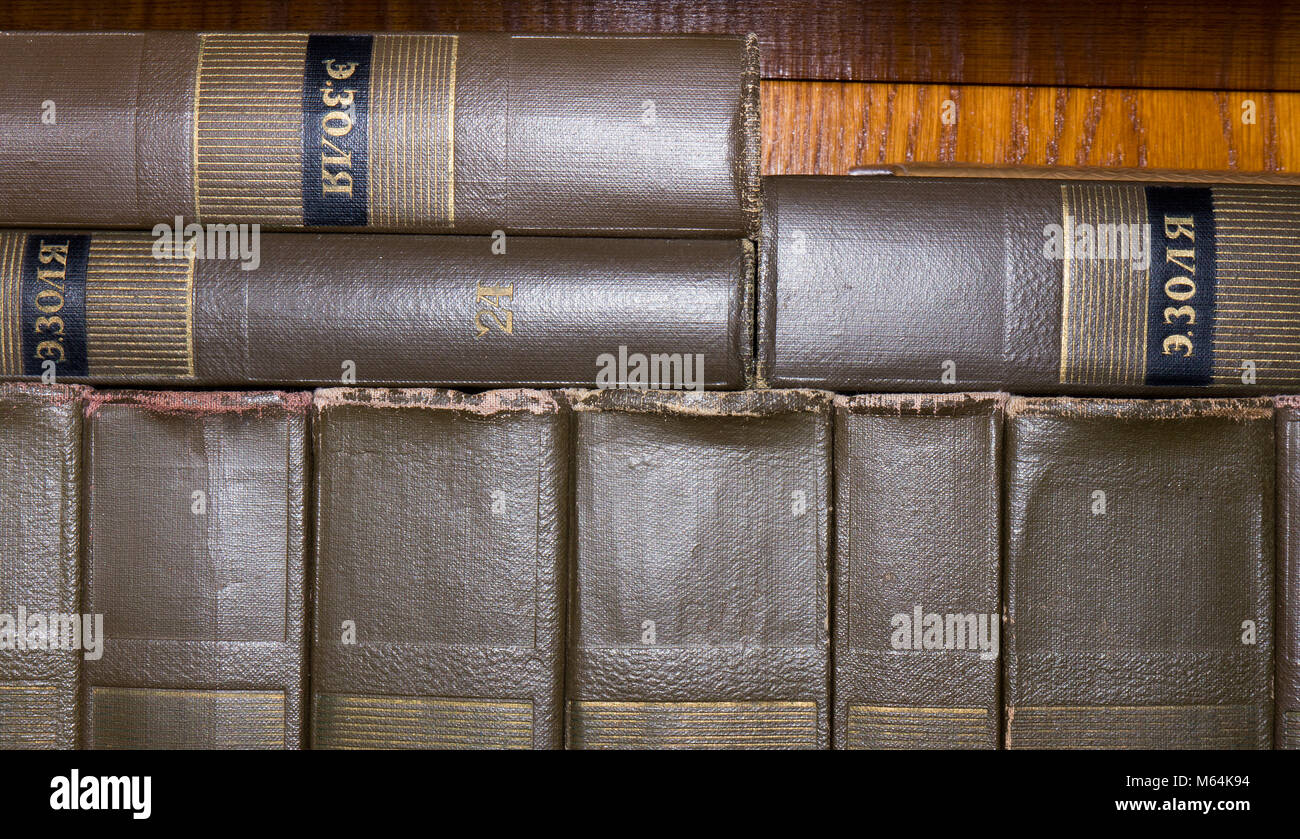 Stapel von Büchern. Charles Antoine Edouard Emile Zola (2. April 1840 - 29. September 1902) war ein französischer Romanautor, Dramatiker, Journalist. Stockfoto