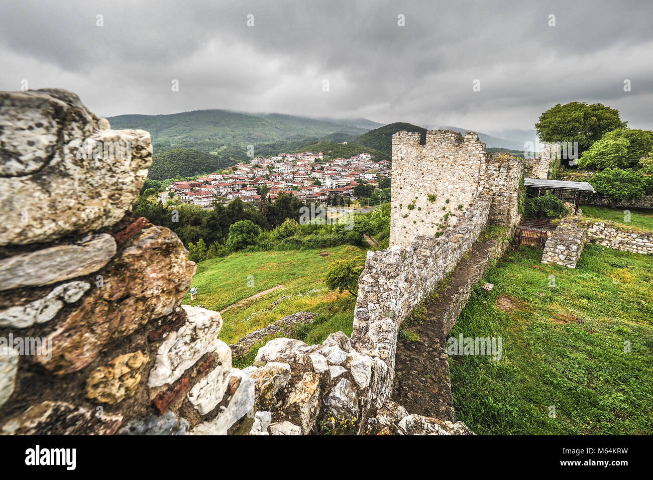 Platamon schloss im Osten von Griechenland, Platamonas Sehenswürdigkeiten und wichtige touristische Destination Stockfoto