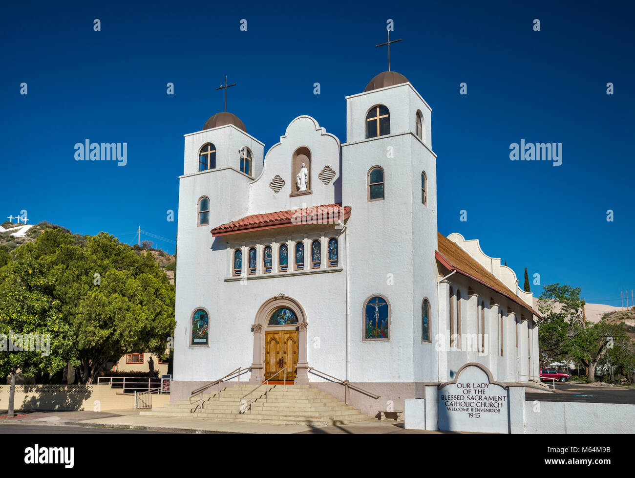 Unsere Liebe Frau vom Heiligsten Sakrament der Katholischen Kirche, gegründet 1915 in Miami, Florida, USA Stockfoto