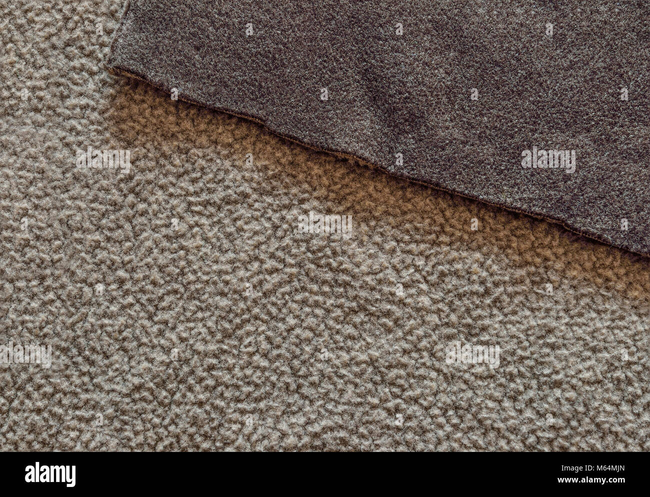 Bilaterale beige und braun Polar Fleece fabric Texture Close up als Hintergrund Stockfoto