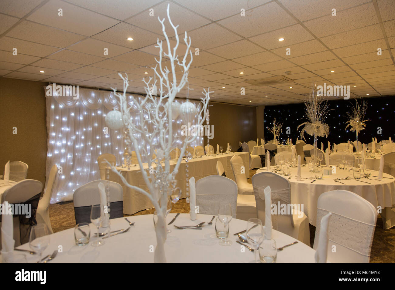 Winter Wunderland Hochzeit Zimmer Stockfoto