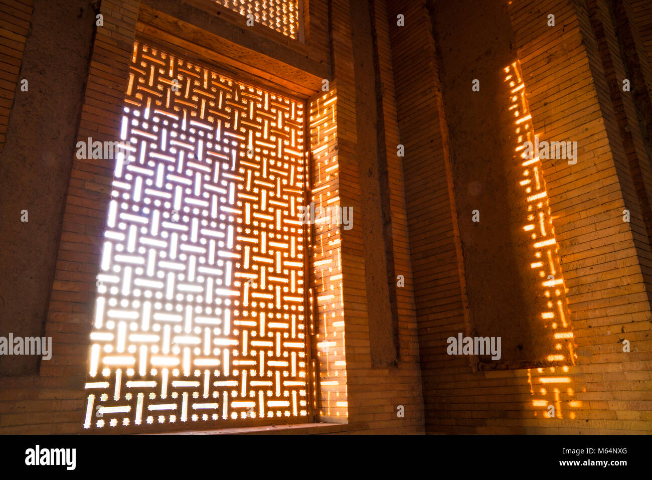 Fenster Muster in der Moschee, Dehistan, Turkmenistan Stockfoto