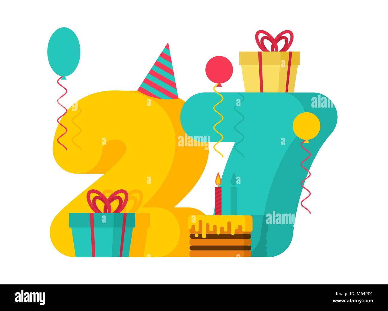 Happy birthday card 27th birthday Fotos und Bildmaterial in hoher