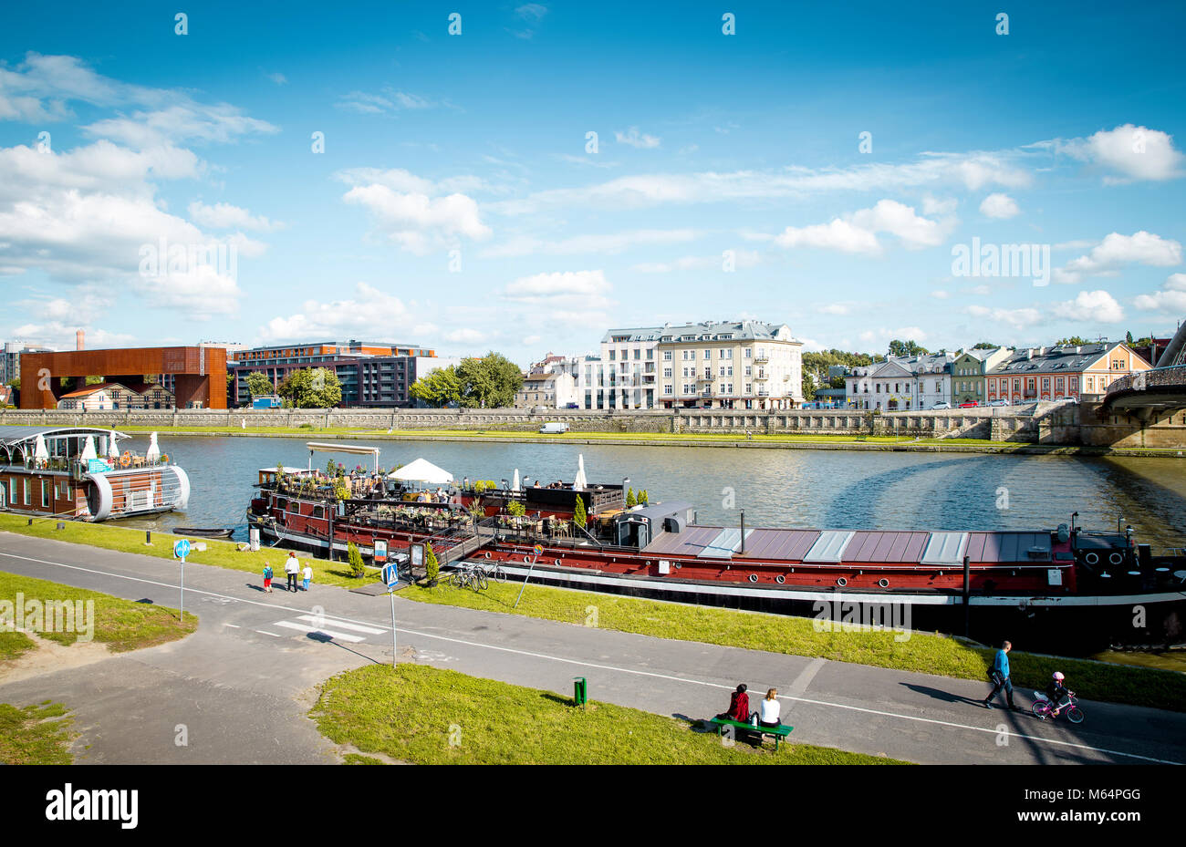 Restaurant auf einer Barke in Krakau Stockfoto