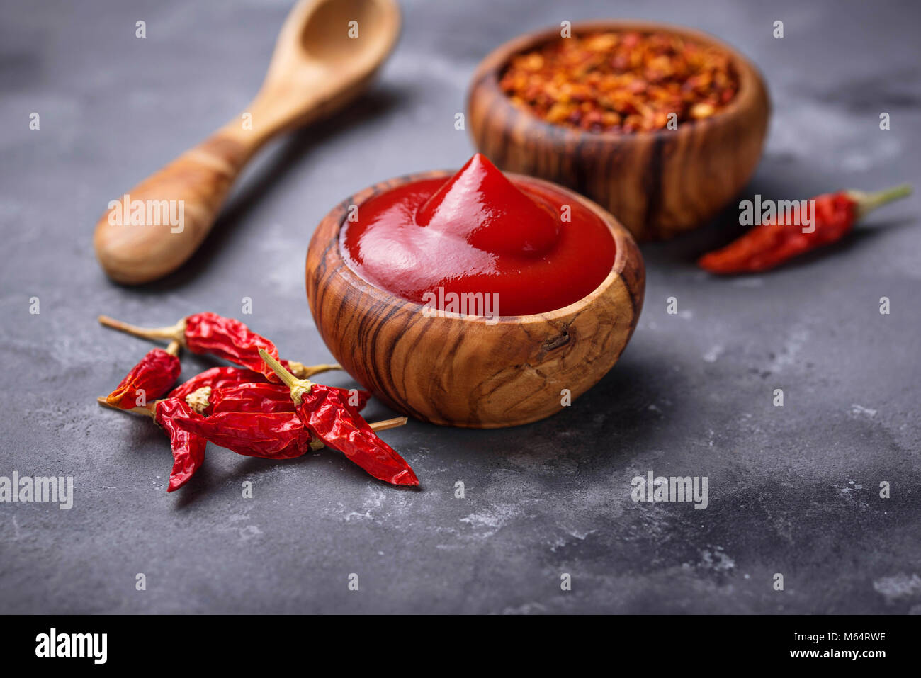 Chili Sauce mit getrockneten Paprika Stockfoto