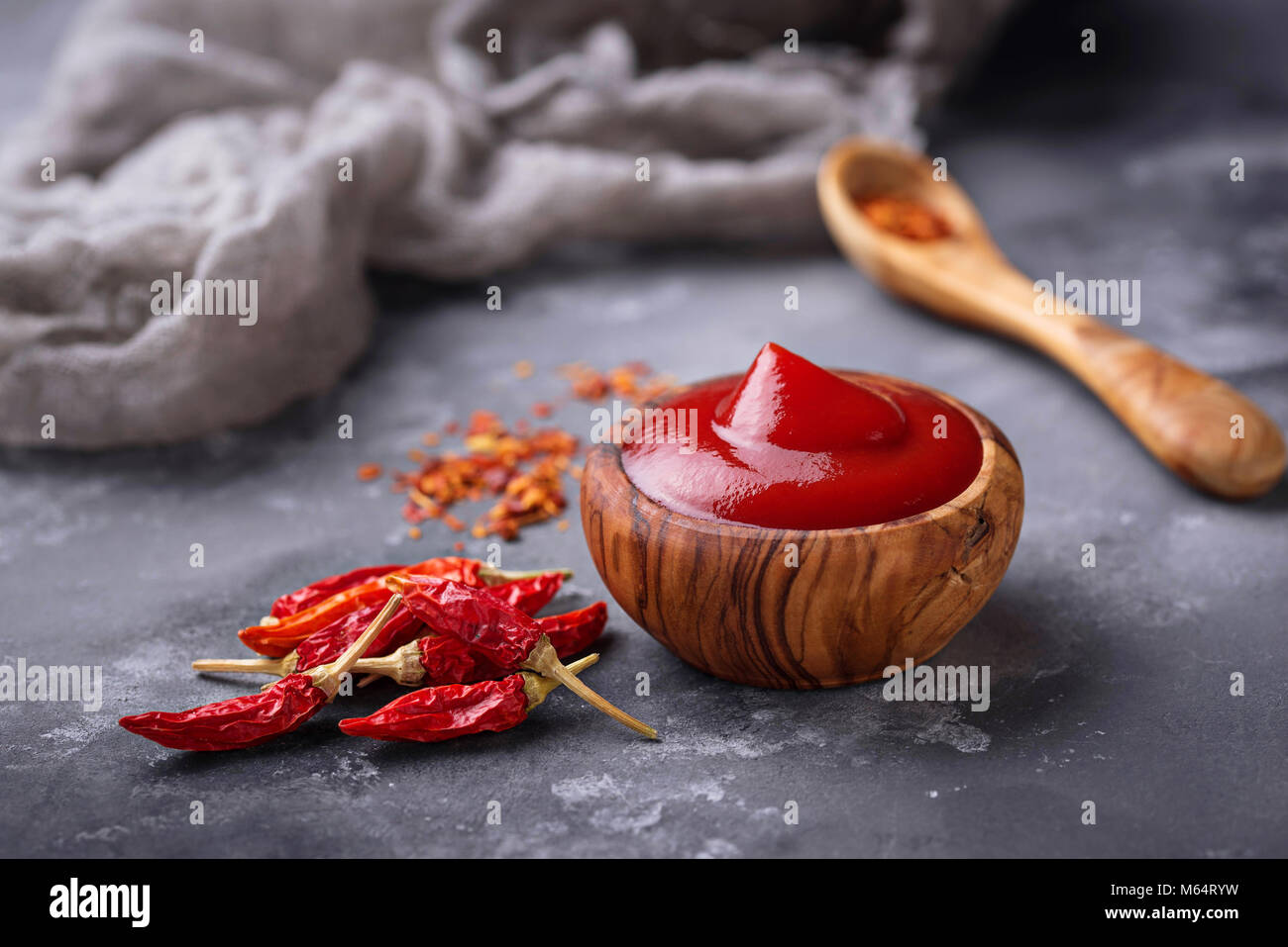 Chili Sauce mit getrockneten Paprika Stockfoto