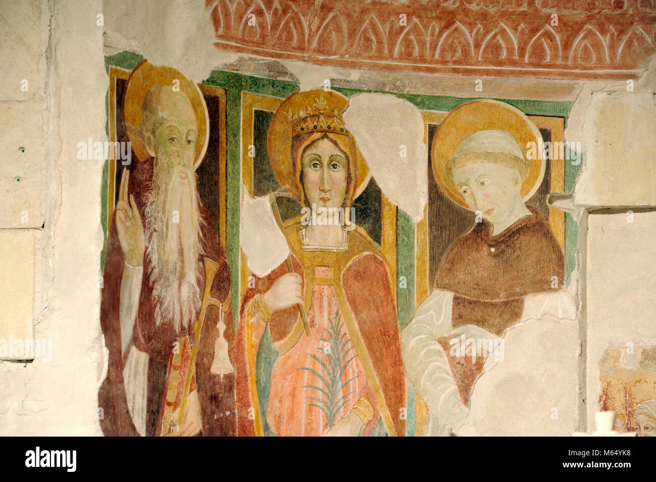 Italien, Basilikata, Matera, Kirche San Pietro Caveoso, mittelalterliche Malerei Stockfoto