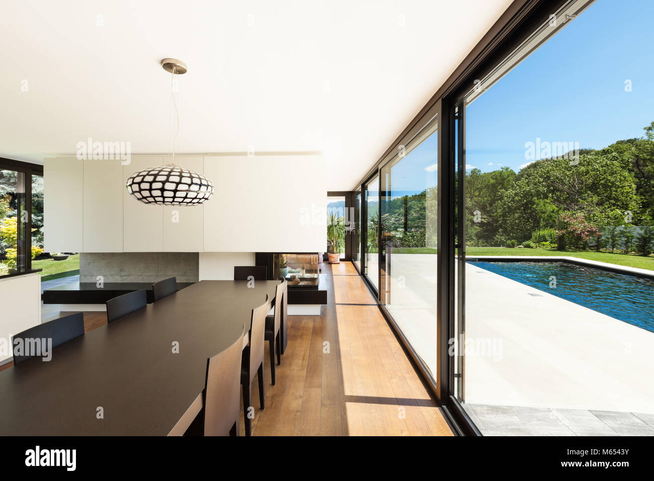 Moderne Villa, Interieur, wunderschönen Esszimmer Stockfoto