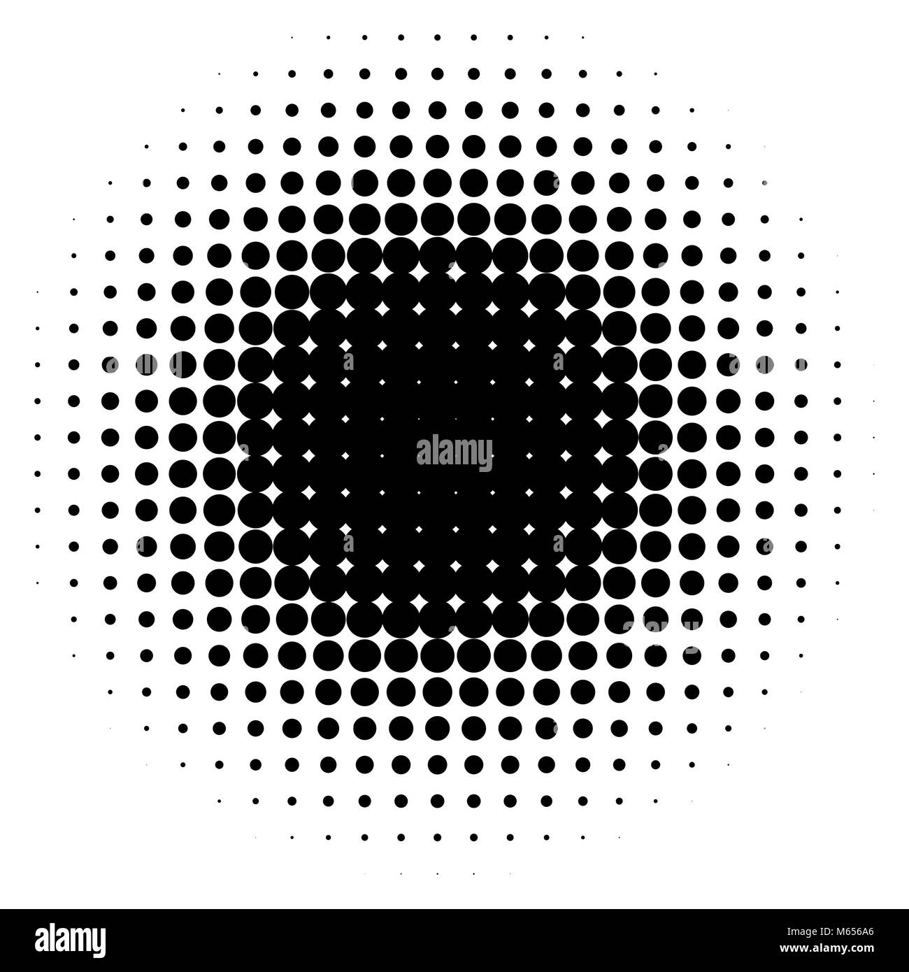 Halbton Wirkung auf weißem Hintergrund. Rasterungs-Element. Radialer Farbverlauf. Vector Illustration Stock Vektor