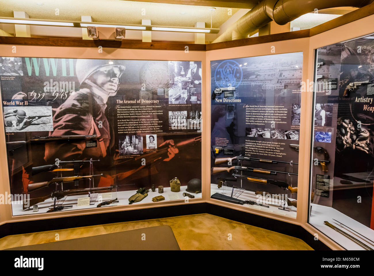 Smith & Wesson Galerie von feuerwaffen Geschichte Die Lyman und Merrie Holz Museum der Springfield Geschichte Museen Springfield Springfield, Massachusetts, U Stockfoto