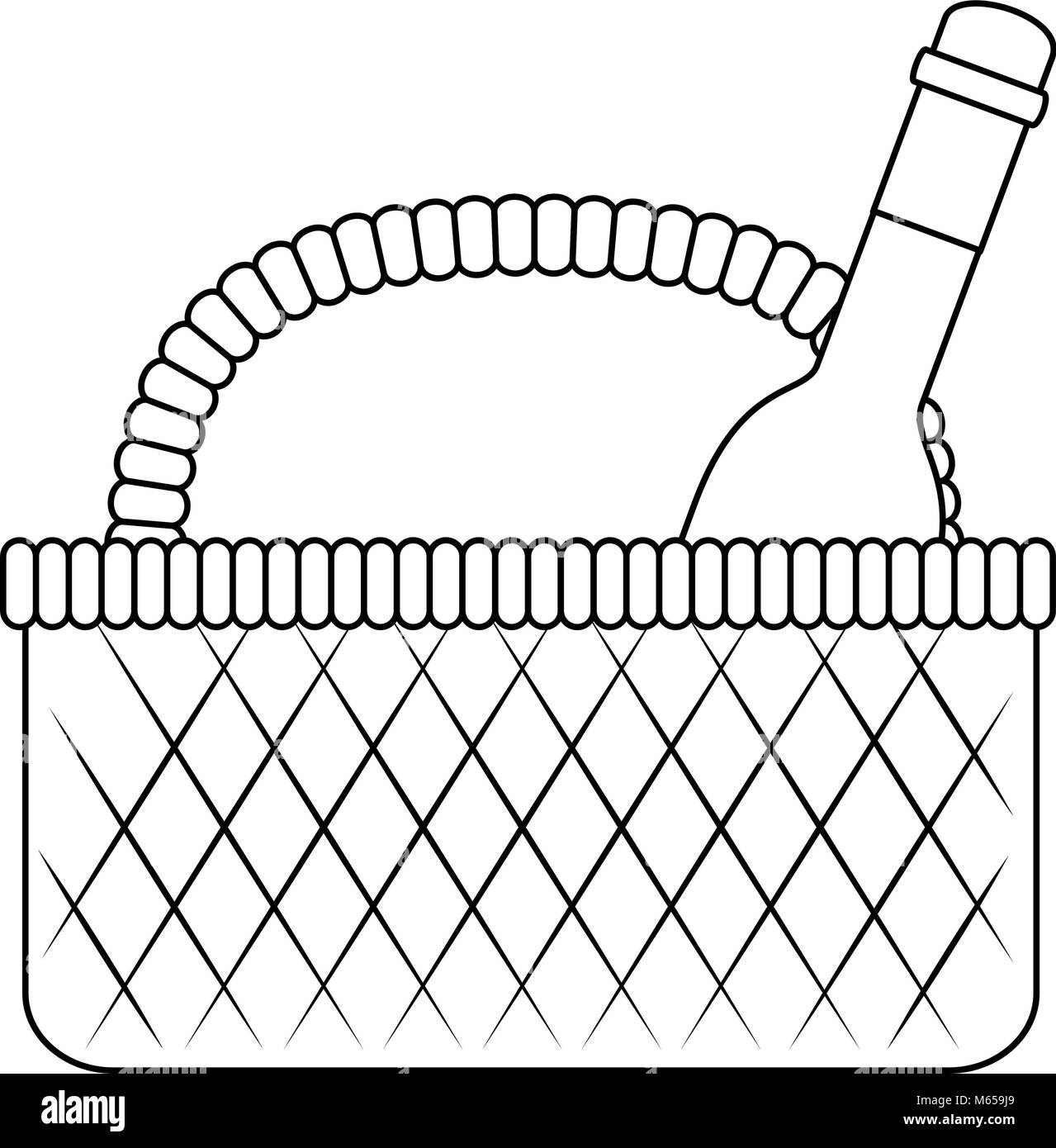 Picknickkorb mit Weinflasche Vector Illustration Design Stock Vektor