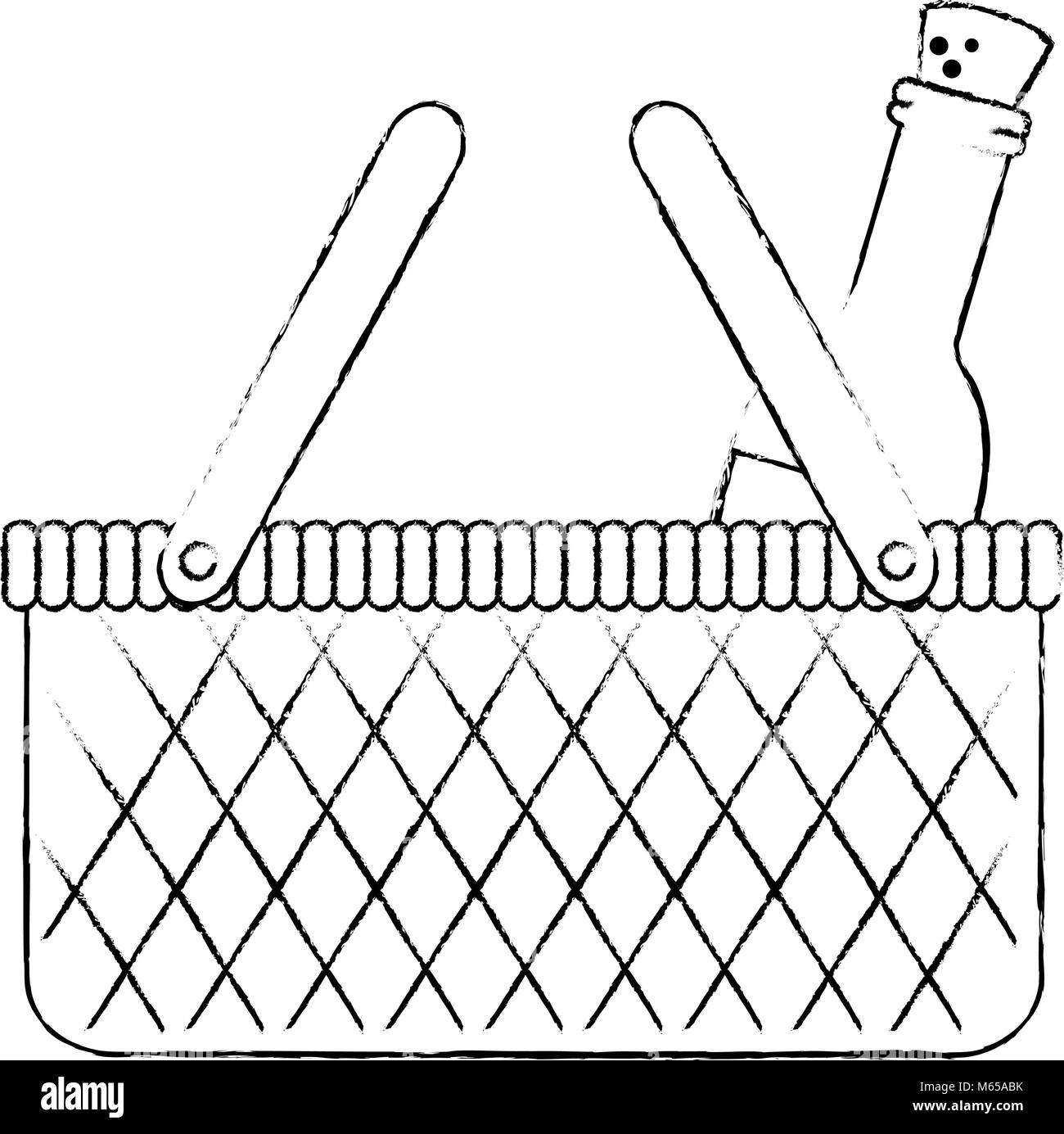 Picknickkorb mit Weinflasche Vector Illustration Design Stock Vektor