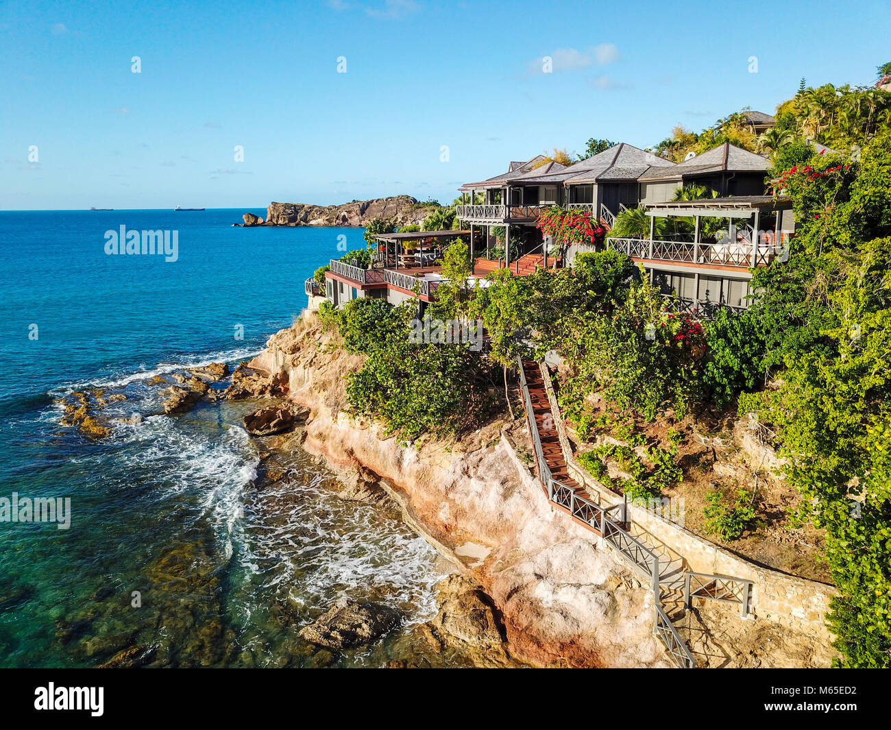 Giorgio Armanis Cliffside Rückzug, Galley Bay Beach, Antigua Stockfoto