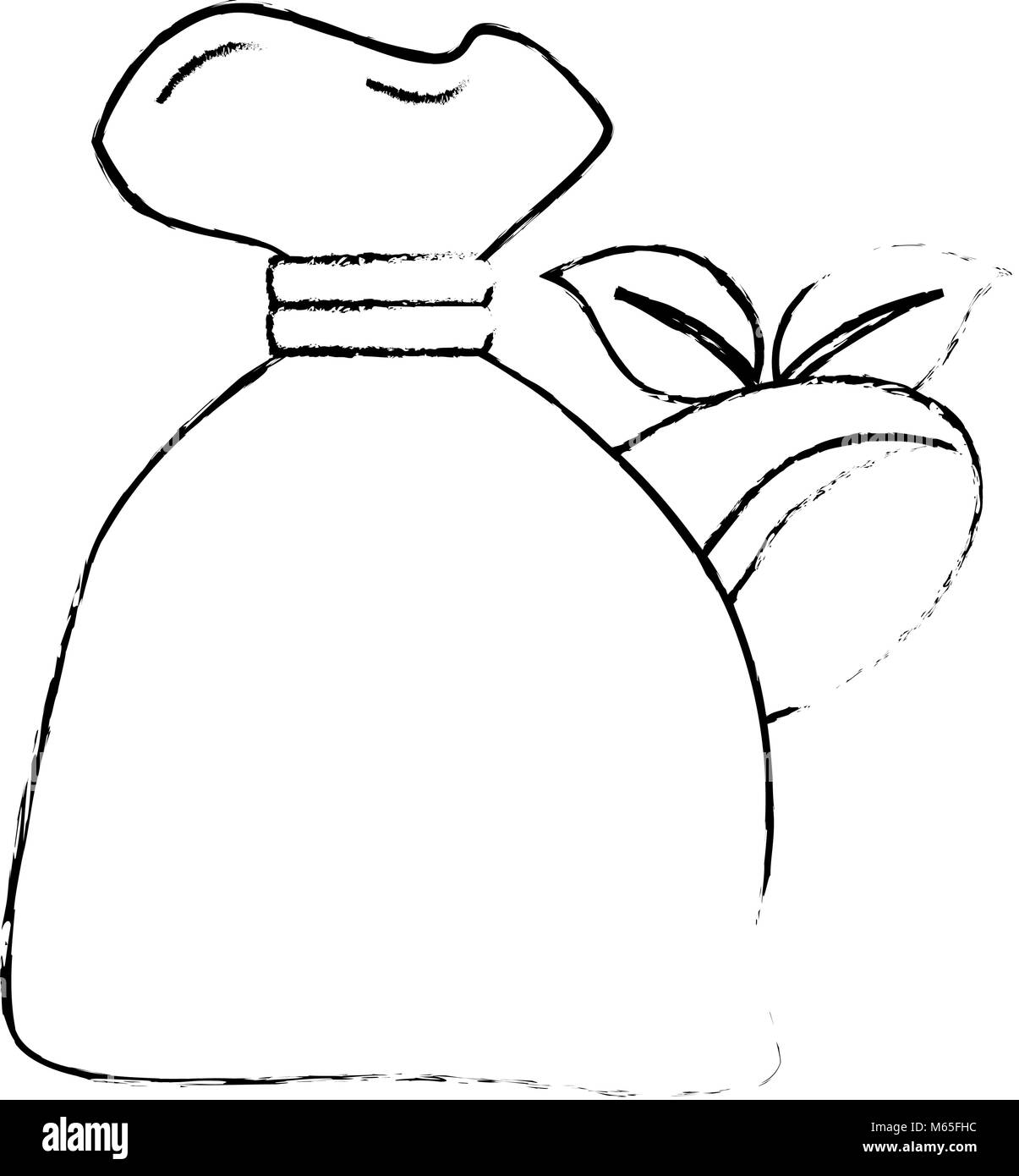 Beutel Kaffee Samen und Blätter Vector Illustration Design Stock Vektor