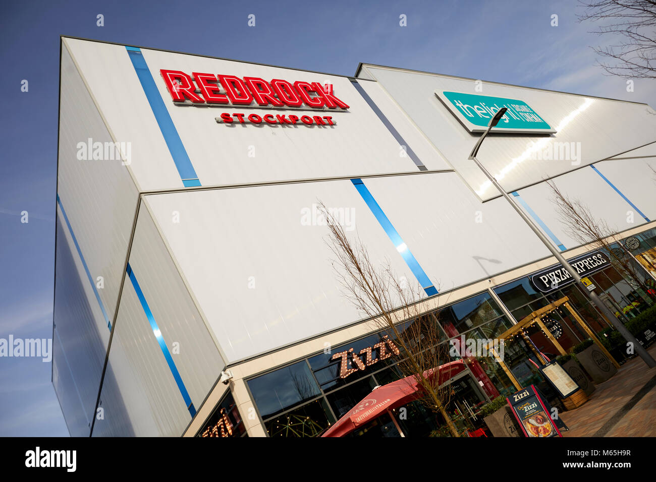 Redrock Gebäude mit Restaurants und einem Kino Es ist Teil einer Sanierung, die in Stockport Stockfoto