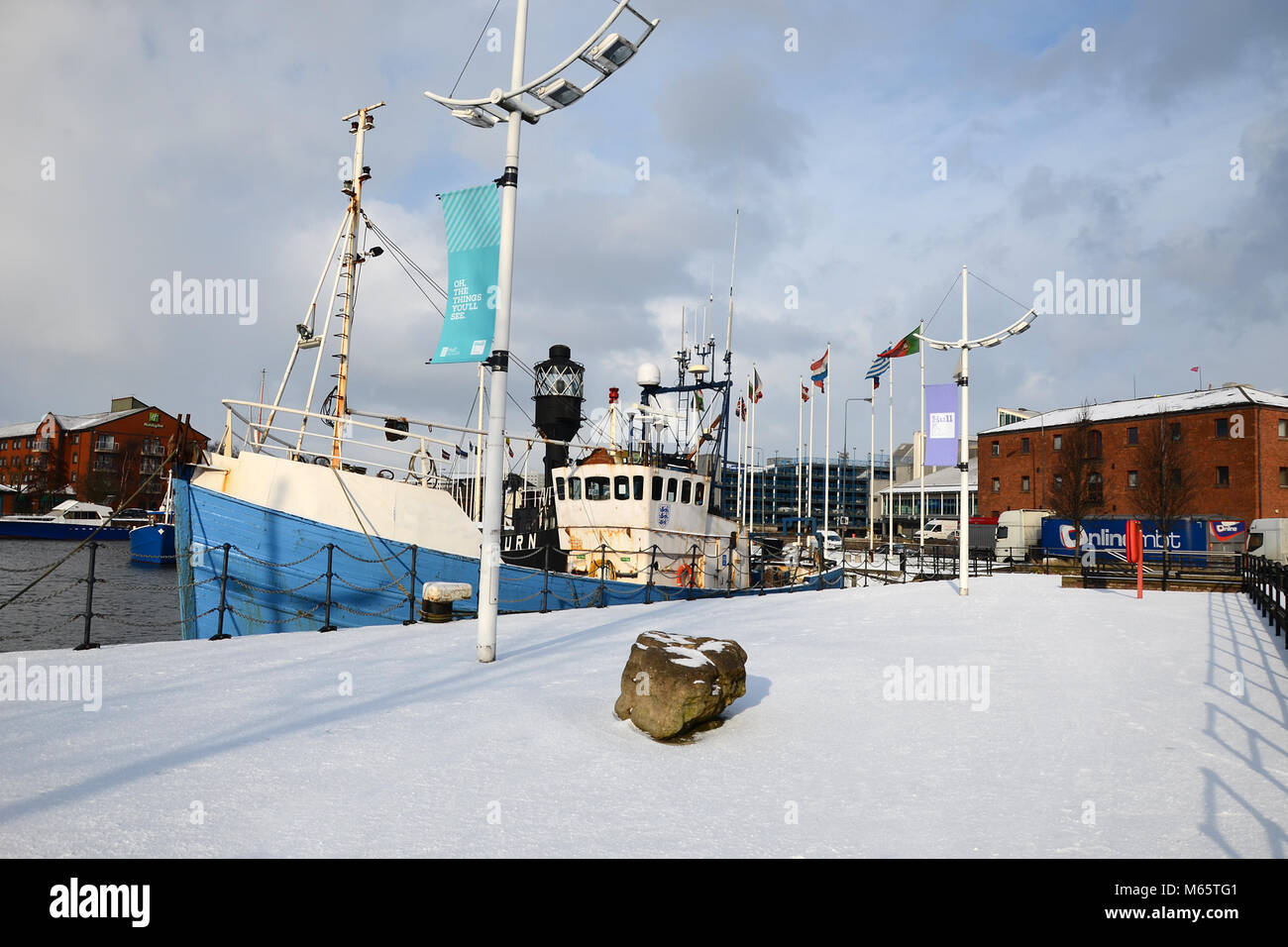Fischerboot im Hafen, die britische Fischereiindustrie Stockfoto
