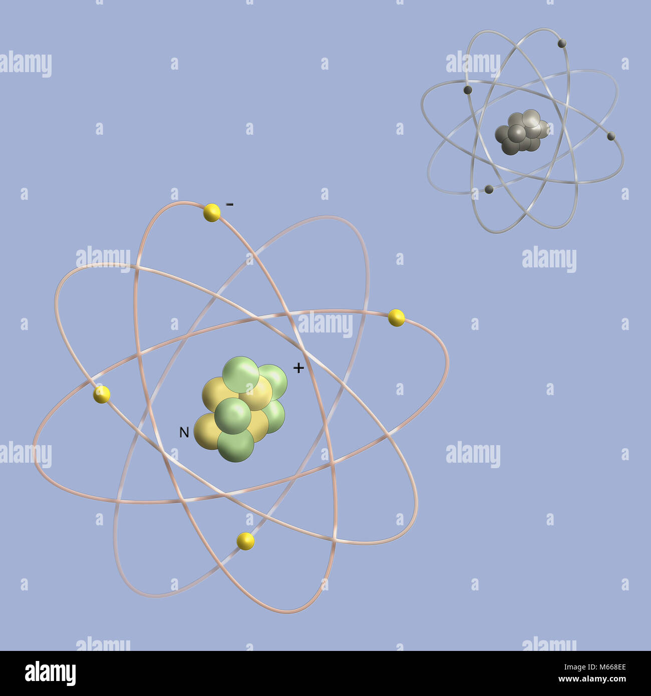 Planetengetriebe der atomaren Struktur - Elementarteilchen Physik Theorie Stockfoto