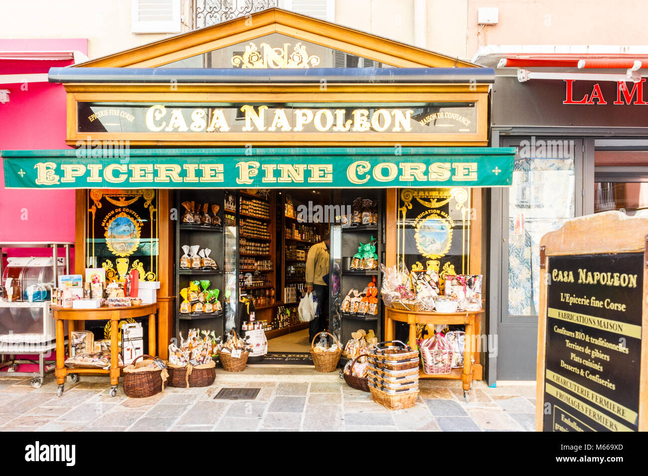 Casa Naoleon Lebensmittelgeschäft shop, epicerie, Ajaccio, Korsika, Frankreich Stockfoto