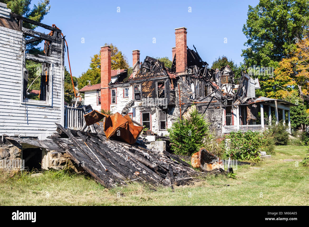 West Virginia, Appalachia Greenbrier County, Ronceverte, Feuer beschädigt Haus, Häuser, Gebäude, verbrannt, verurteilt, WV0410060020 Stockfoto
