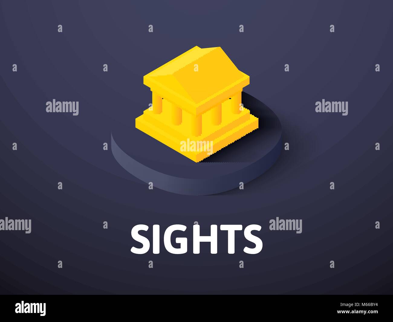 Sehenswürdigkeiten isometrische Symbol Farbe Hintergrund isoliert Stock Vektor