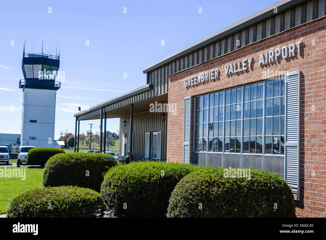 West Virginia, Appalachia Greenbrier County, Greenbrier Valley Airport, Transport, Geschäftsflug, Fliegen, Fluggesellschaften, Kontrollturm, Gebäude, Architekt Stockfoto