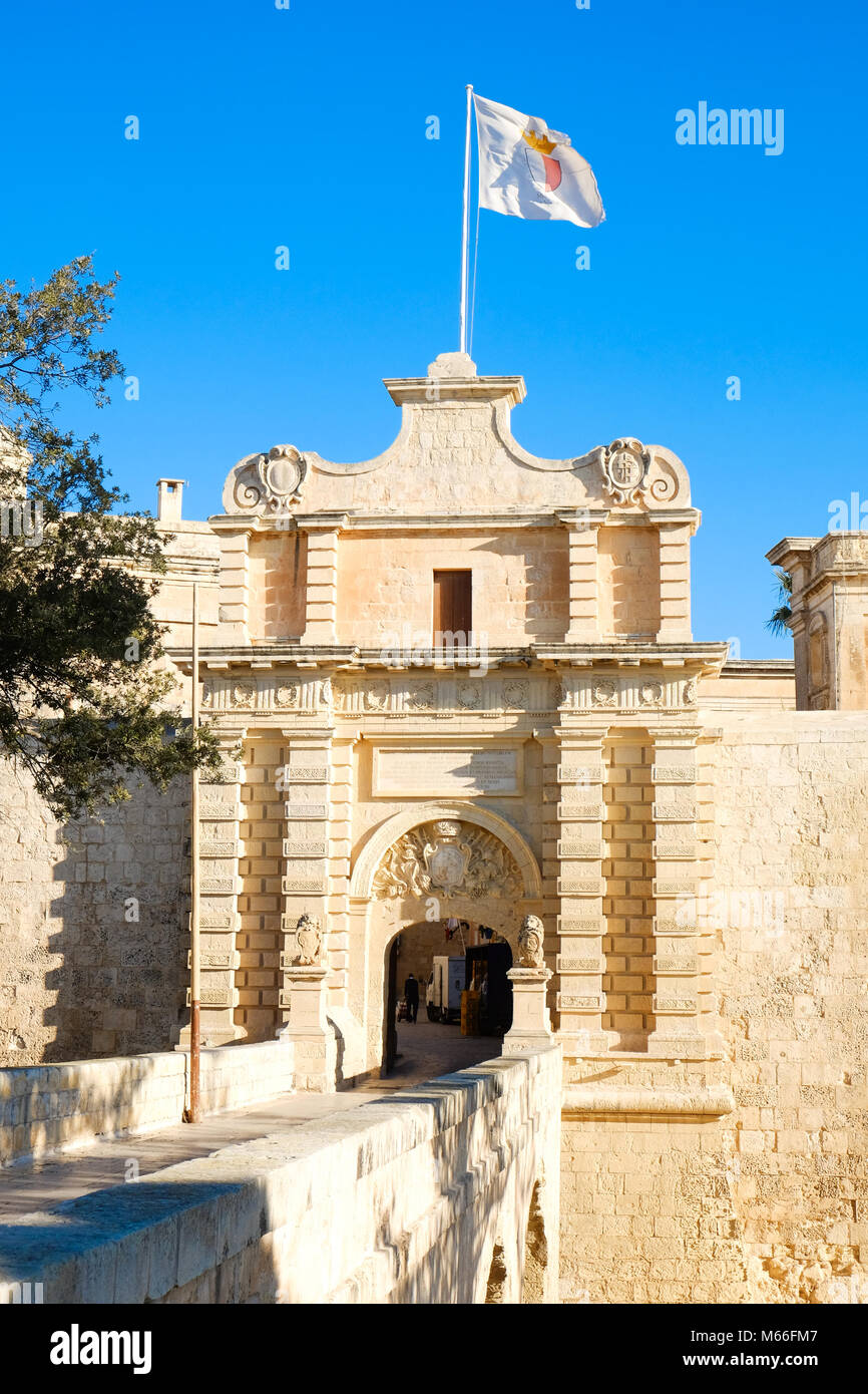 Mdina city Gates. Alte Festung. Malta Stockfoto