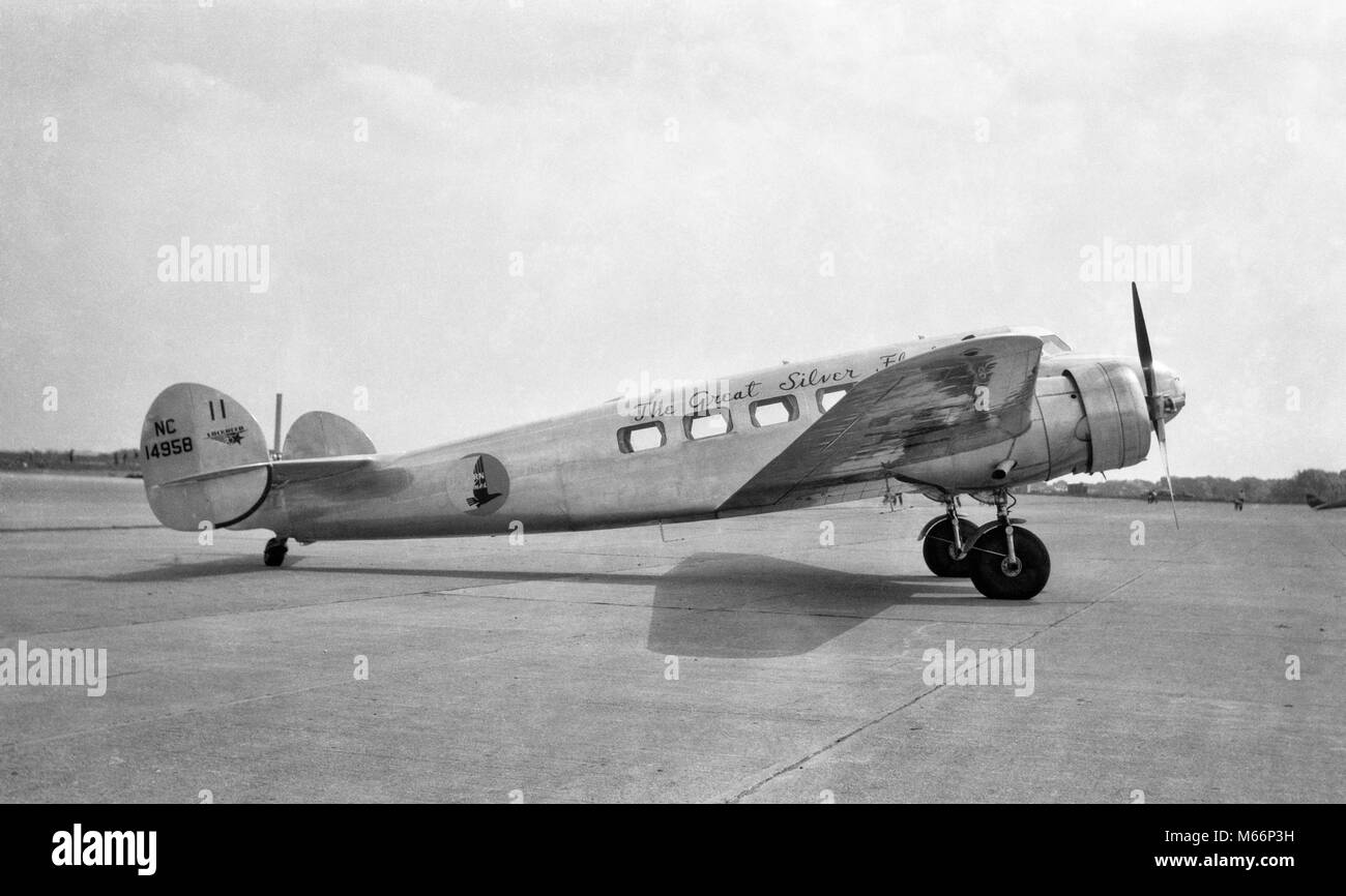 1930er Jahre EASTERN AIRLINES LOCKHEED ELECTRA FLUGZEUG DES TYPS Fliegerin Amelia Earhart FLOG, ALS SIE verschwand - o6386 Auto005 HARS PROPELLER SINGLE ENGINE Stockfoto