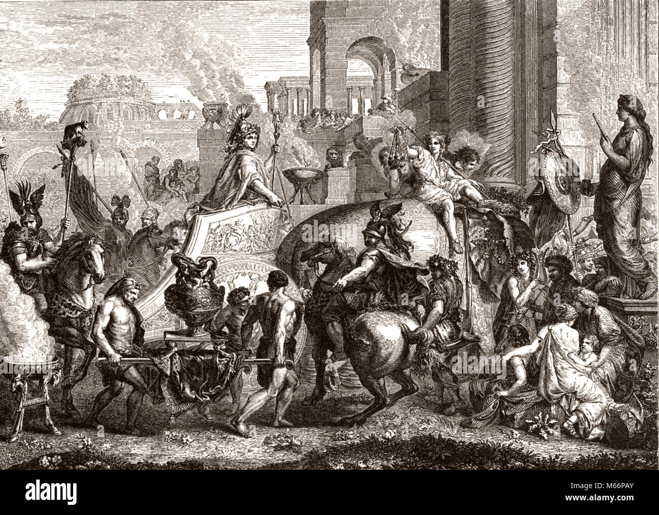 330 v. Chr. von Alexander dem Großen in BABYLON ILLUSTRATION - q 67222 CPC 001 HARS CHARIOT EROBERER BERÜHMTE PERSON GRIECHISCH MAZEDONIEN ALTMODISCHE PERSIEN PERSONEN TAKTIKEN Stockfoto