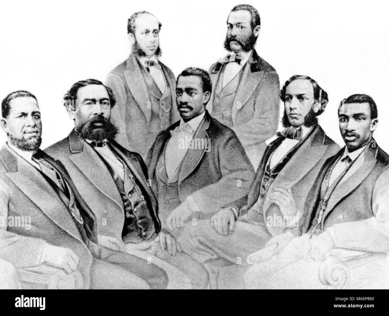 1800s afrikanische amerikanische SENATOR UND MITGLIEDER DES ABGEORDNETENHAUSES 1869 BIS 1873 41 ST und 42ND CONGRESS-q 70034 CPC 001 HARS B&W BENJAMIN TURNER SCHWARZ UND WEISS GEWÄHLT HIRAM SCHWELGT JEFFERSON LANGE JOSEPH RAINEY JOSIA WÄNDE ALTMODISCHE PERSONEN VERTRETER ROBERT BROWN ELLIOT ROBERT DE SENATOR SENATOREN Stockfoto