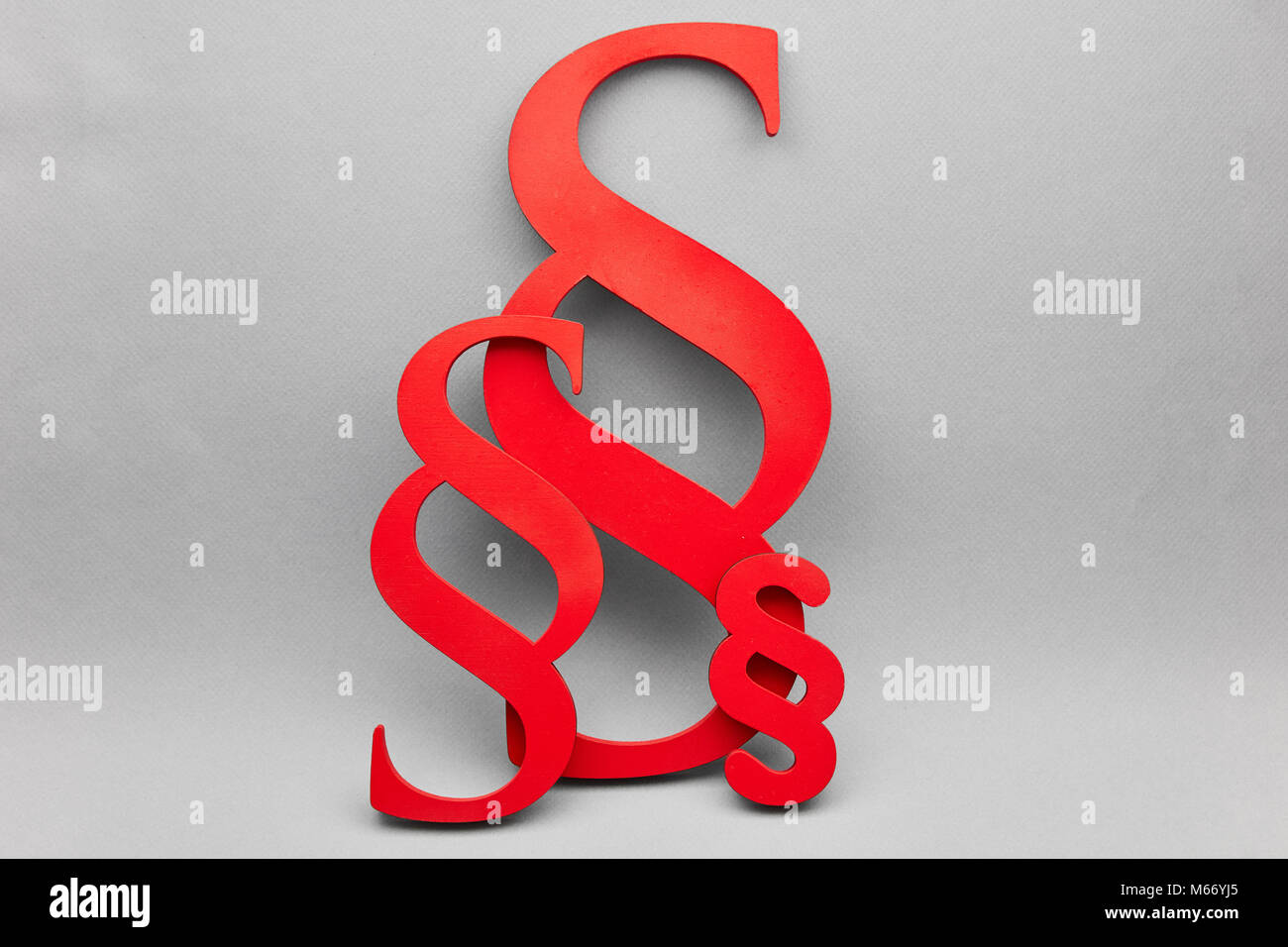 Verschiedene red recht Absätze als Konzept für Recht und Gerechtigkeit Stockfoto