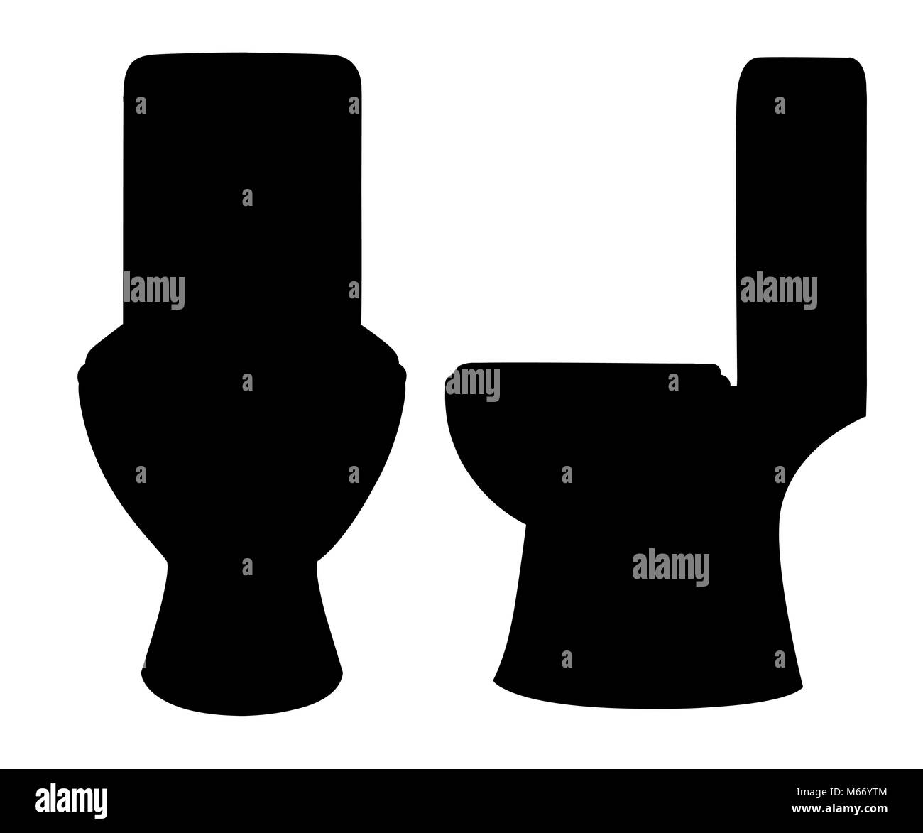 Schwarze Silhouetten Keramik WC-Schüssel Sitz schließen Vector Illustration auf weißem Hintergrund Web site Seite und mobile App Design isoliert Stock Vektor