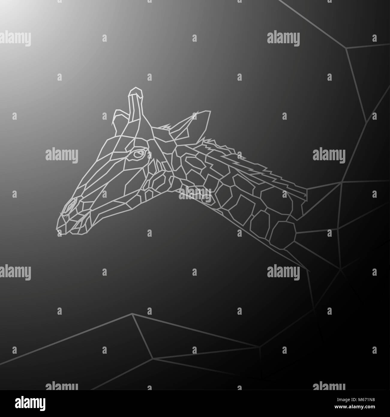 Giraffe Abbildung mit Silber Effekt. Monochrome Vektor Bild. Stockfoto