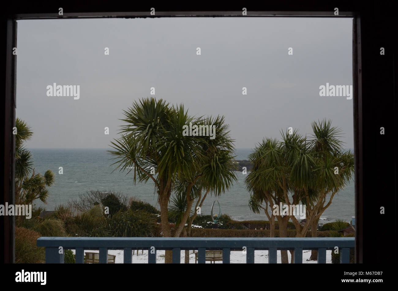 Cornish Riviera. 1 Mär, 2108. UK Wetter: ein Bildfenster, Fowey, Cornwall. Credit: Lucy Piper/Alamy leben Nachrichten Stockfoto