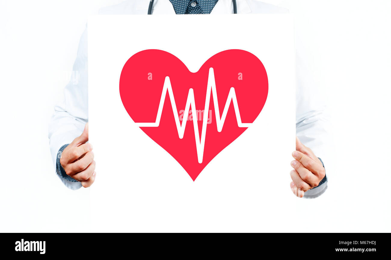 Männlicher Arzt mit Herz Form Symbol. Medizin Konzept Stockfoto