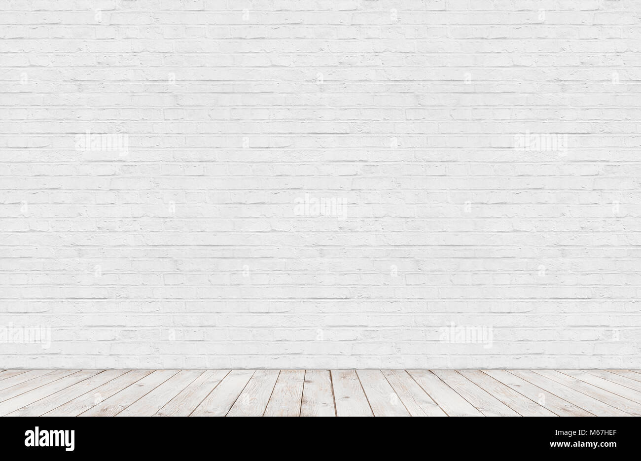 Weiße Mauer mit Holzboden, die Zimmer Stockfoto