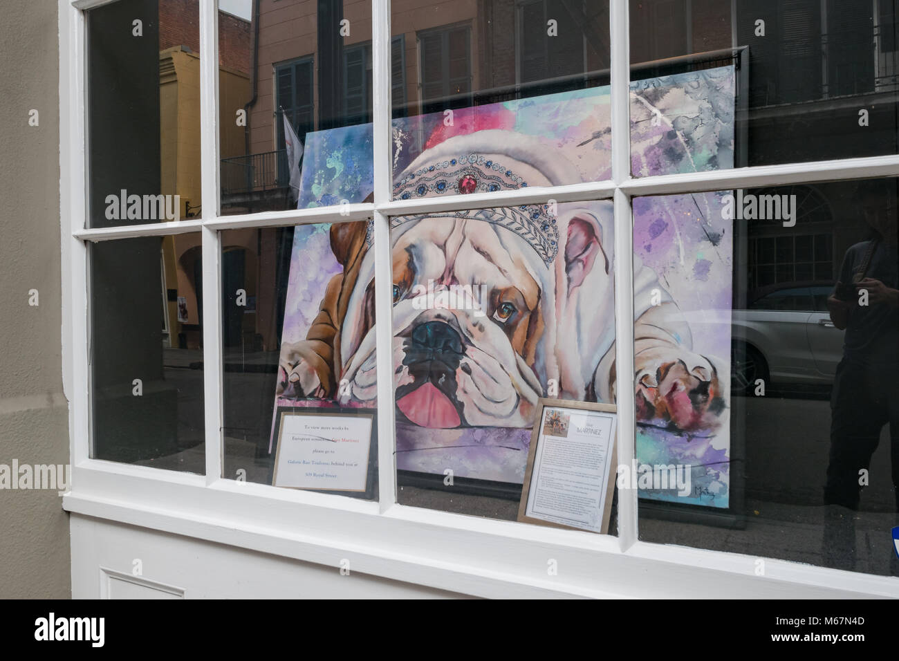 New Orleans, FEB 21: Kunst Arbeiten zeigen im Fenster am Feb 21,2018 in New Orleans, Louisiana Stockfoto