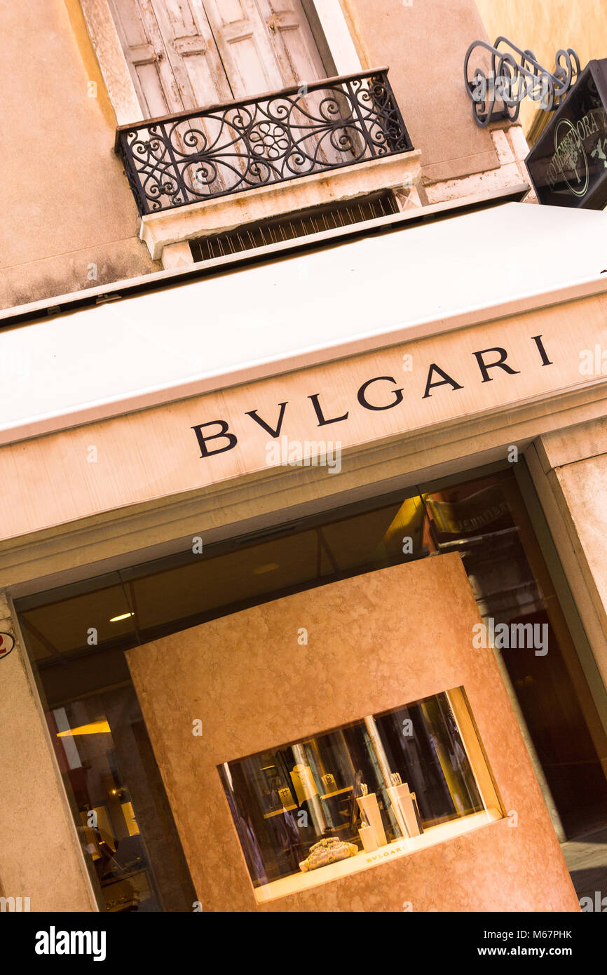 Bulgari store in Venedig, Italien, Europa Stockfoto