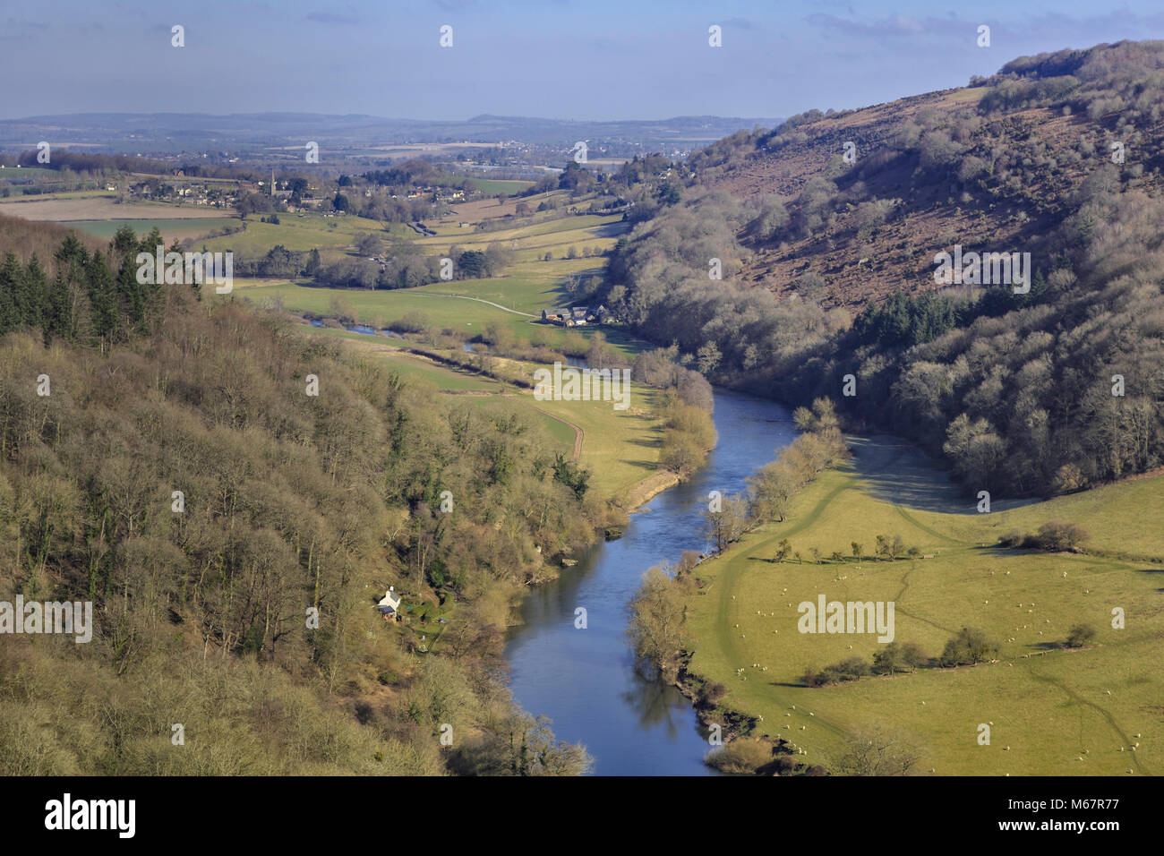 Der Fluss Wye an Symonds Yat, Herefordshire, England, UK, vom Yat Felsen gesehen. Stockfoto