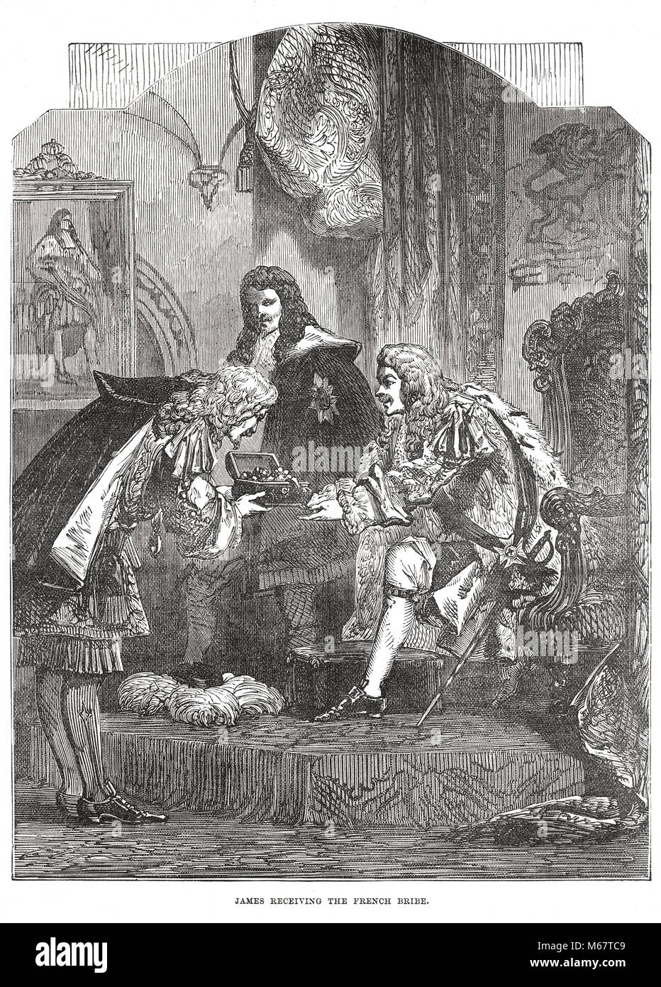 König James II., Erhalt der Französischen bestechen, ca. 1685 Stockfoto