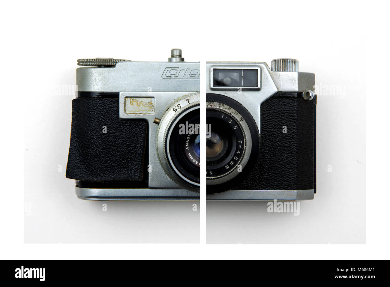 Die Arbeit im Studio Untersuchungen an alten Kameras Stockfoto