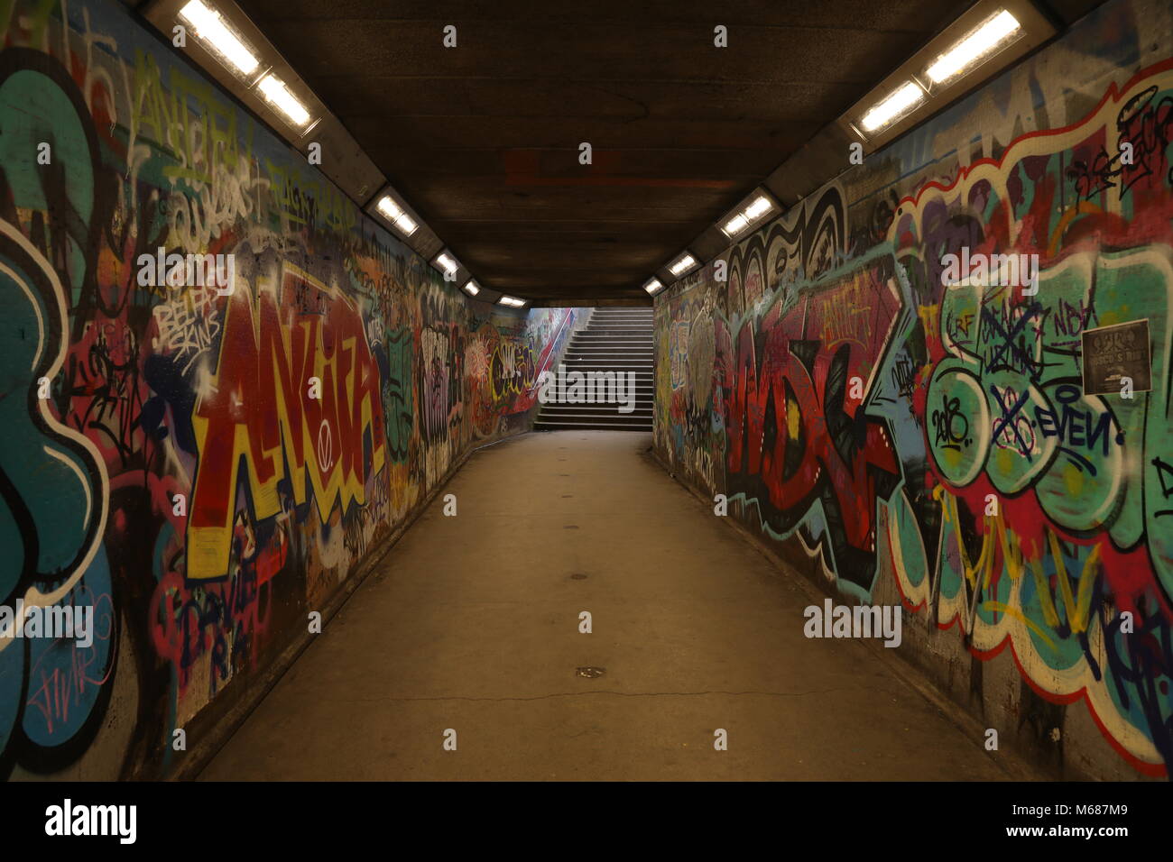 U-Bahn graffiti Tunnel Stockfoto
