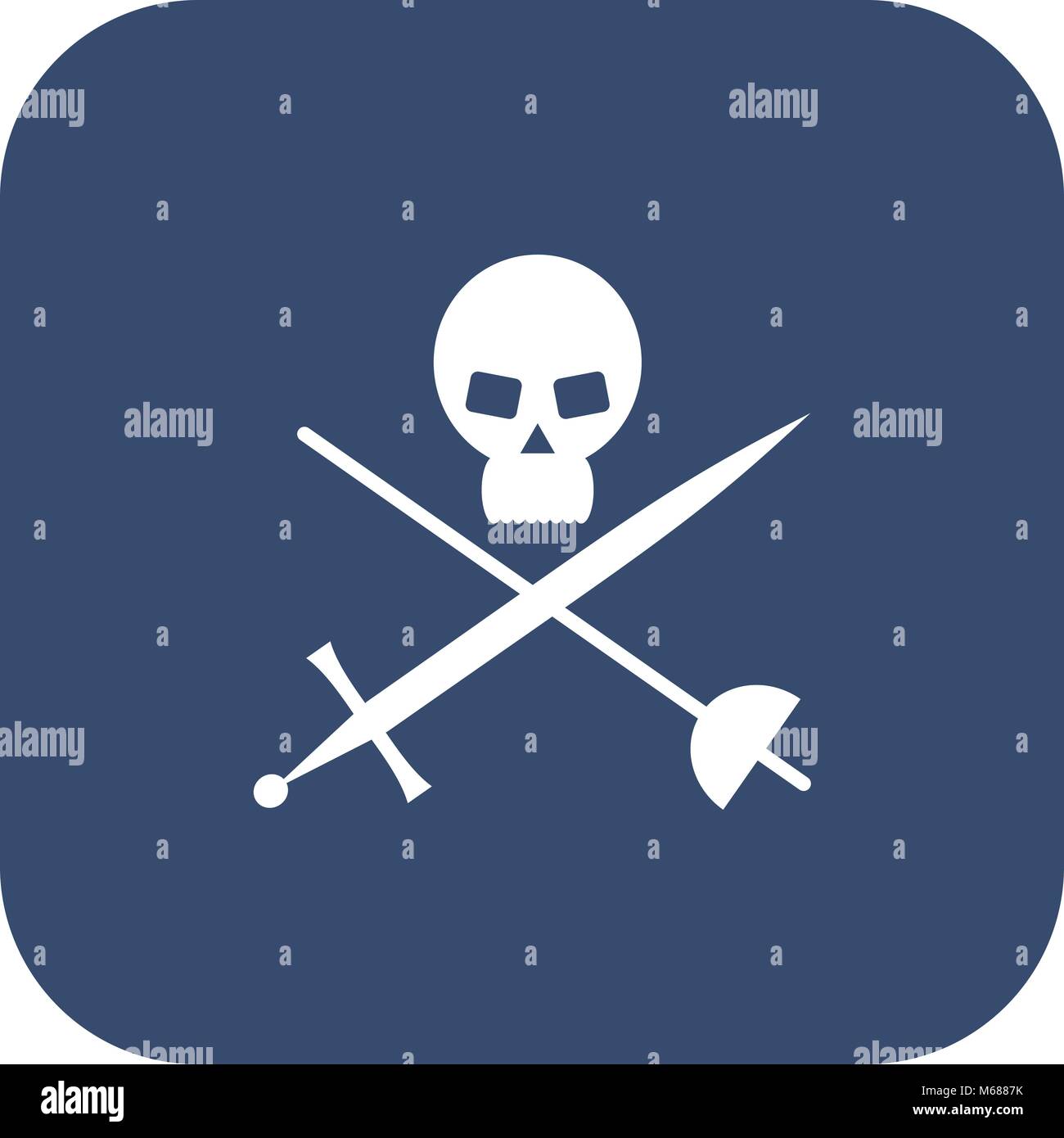 Symbol Totenkopf mit gekreuzten Schwerter. Vector Illustration. Stock Vektor
